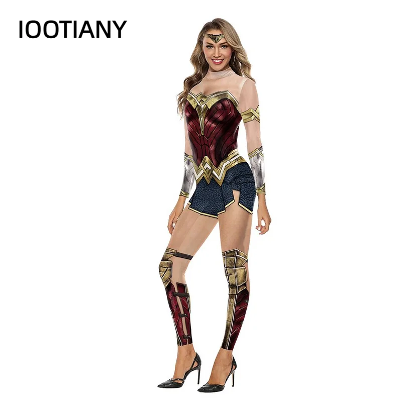 Моден Костюм Чудо-момиче, Боди за Cosplay с принтом Супергерой от Аниме, костюми за Хелоуин с принтом За жени, костюм Зентай . ' - ' . 1