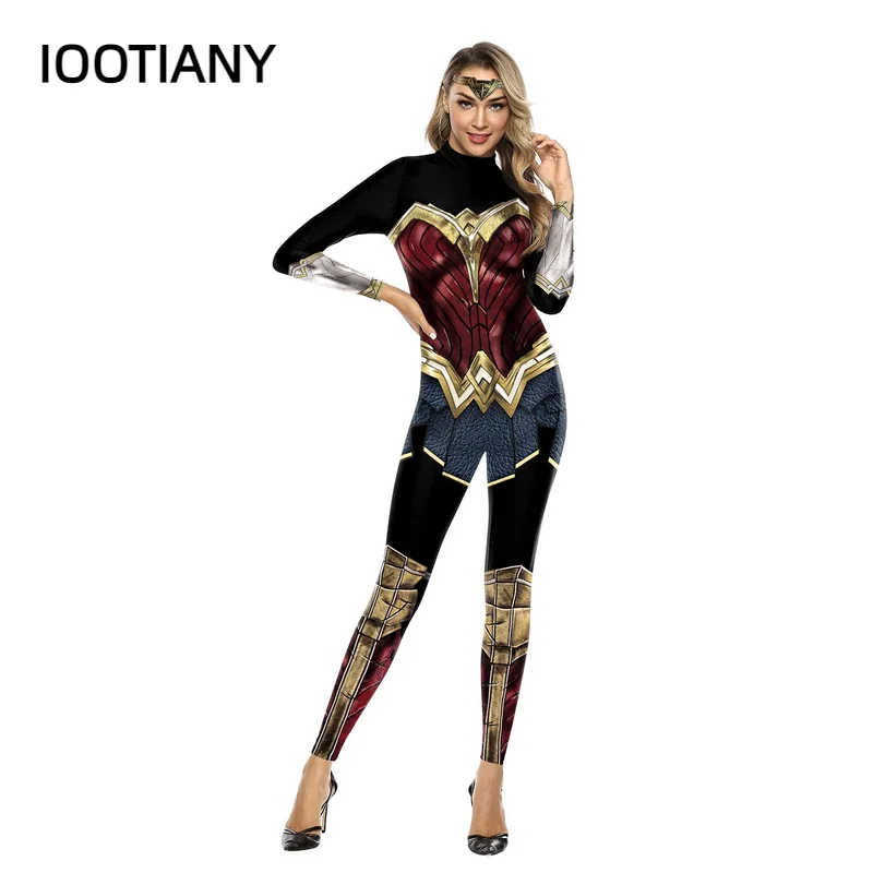 Моден Костюм Чудо-момиче, Боди за Cosplay с принтом Супергерой от Аниме, костюми за Хелоуин с принтом За жени, костюм Зентай . ' - ' . 3