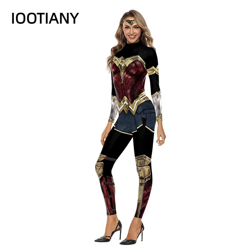 Моден Костюм Чудо-момиче, Боди за Cosplay с принтом Супергерой от Аниме, костюми за Хелоуин с принтом За жени, костюм Зентай . ' - ' . 4
