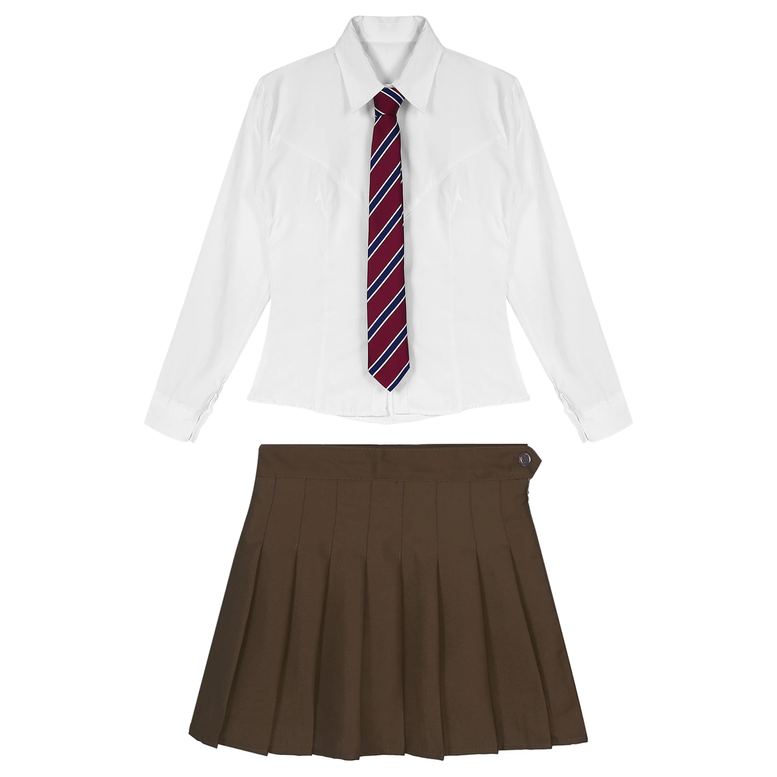 Женски костюм японски ученички за ролеви игри, риза с дълъг ръкав и копчета, Плиссированная пола на невидим цип, вратовръзка . ' - ' . 3