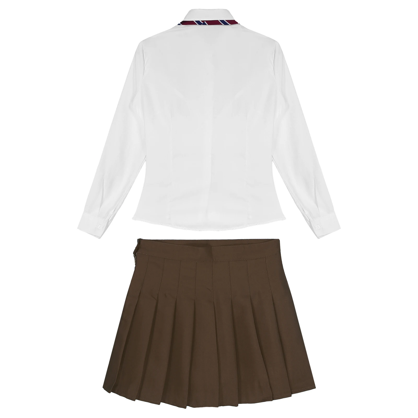 Женски костюм японски ученички за ролеви игри, риза с дълъг ръкав и копчета, Плиссированная пола на невидим цип, вратовръзка . ' - ' . 4