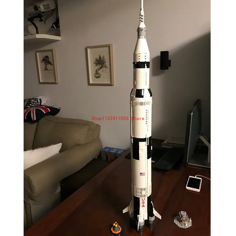 Градивните елементи на Apollo Saturn V Launch, съвместими с 21309 10231 Ракетните тухли за изстрелване в космоса, играчки за деца . ' - ' . 0