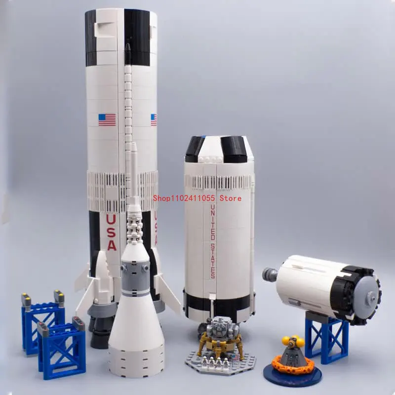Градивните елементи на Apollo Saturn V Launch, съвместими с 21309 10231 Ракетните тухли за изстрелване в космоса, играчки за деца . ' - ' . 2