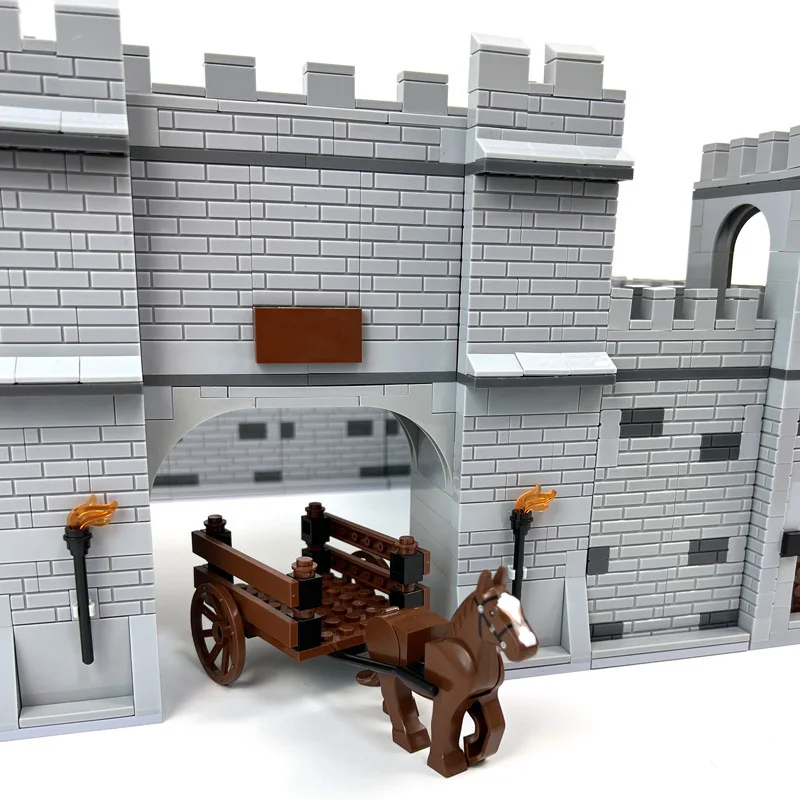 Средновековни военни строителни блокове на MOC, комплекти за древния град, Врата, стена, Треньорът на Превозното средство, Тухли, играчки, Съвместими с LEGO . ' - ' . 2