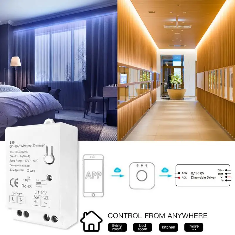 1/3/4 бр. ZigBee 3,0 led Регулатор на Яркостта на Светлината AC100-270V 0-10 В 1-10 В приложението Smart Home, за да Smartthings Sasha Хъб Echo Plus Алекса . ' - ' . 5