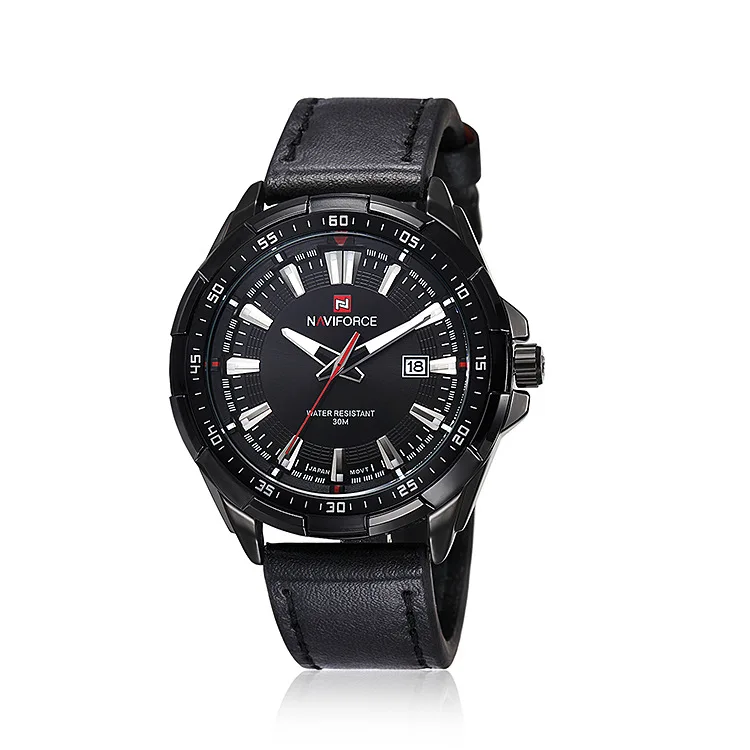 Мъжки часовник Naviforce, водоустойчиви спортни военни часовници за мъже, Мултифункционален хронограф, Модерни кварцови часовници от кожа . ' - ' . 2