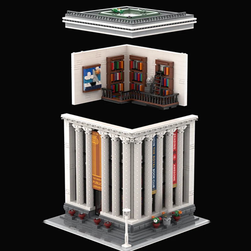 Moc градивните елементи на Модулен Обществена библиотека с изглед към улицата Технически Тухли за изграждане на собствените си ръце Строителни Играчки за деца Празнични подаръци . ' - ' . 1