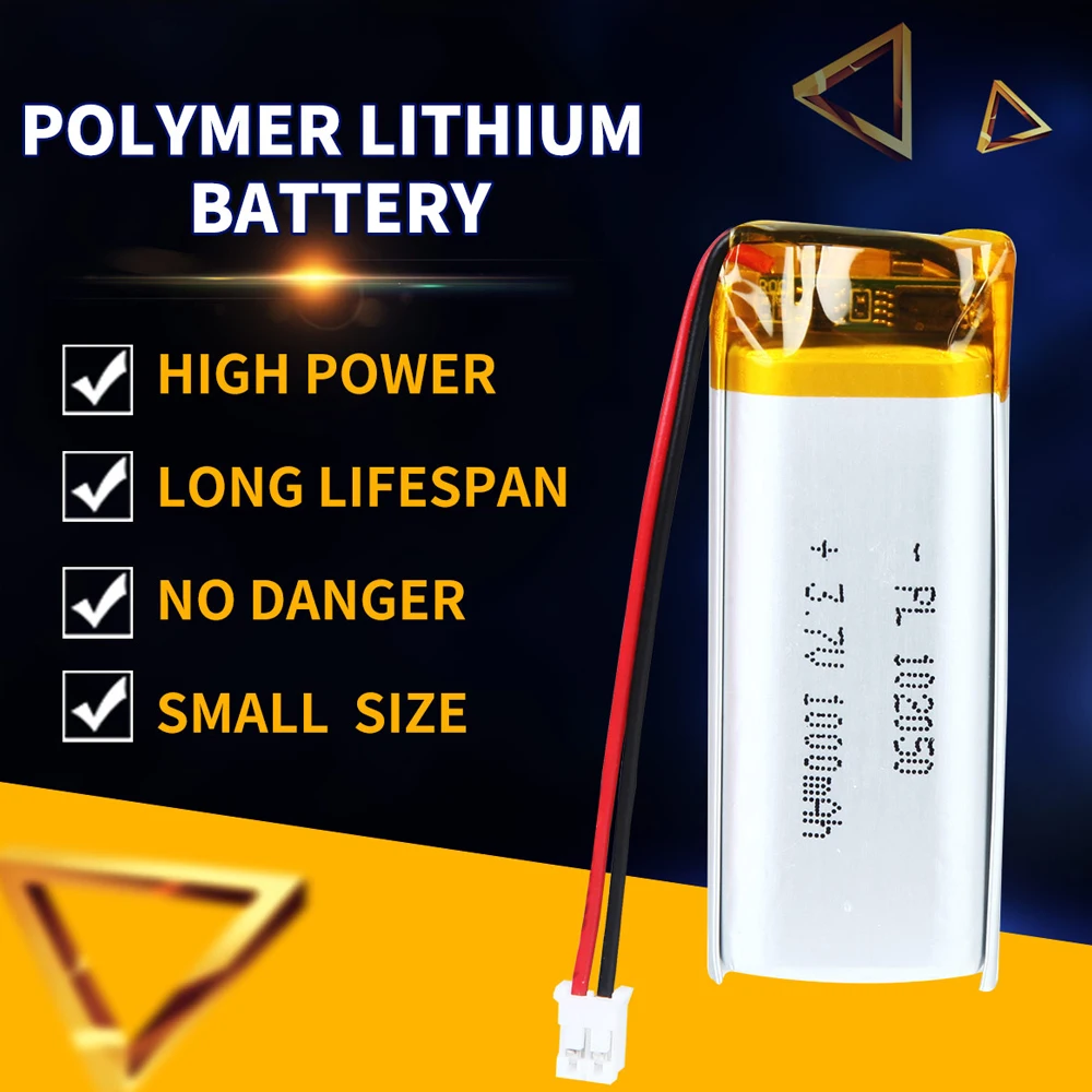 102050 3,7 1000 mah Lipo акумулаторна литиево-полимерна акумулаторна батерия за запис на козметичен инструмент, с печатна платка JST PH2.0 Щекер . ' - ' . 1