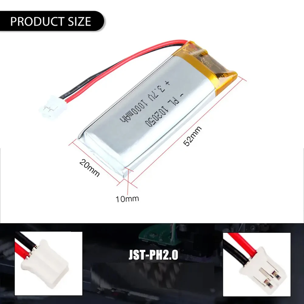 102050 3,7 1000 mah Lipo акумулаторна литиево-полимерна акумулаторна батерия за запис на козметичен инструмент, с печатна платка JST PH2.0 Щекер . ' - ' . 3