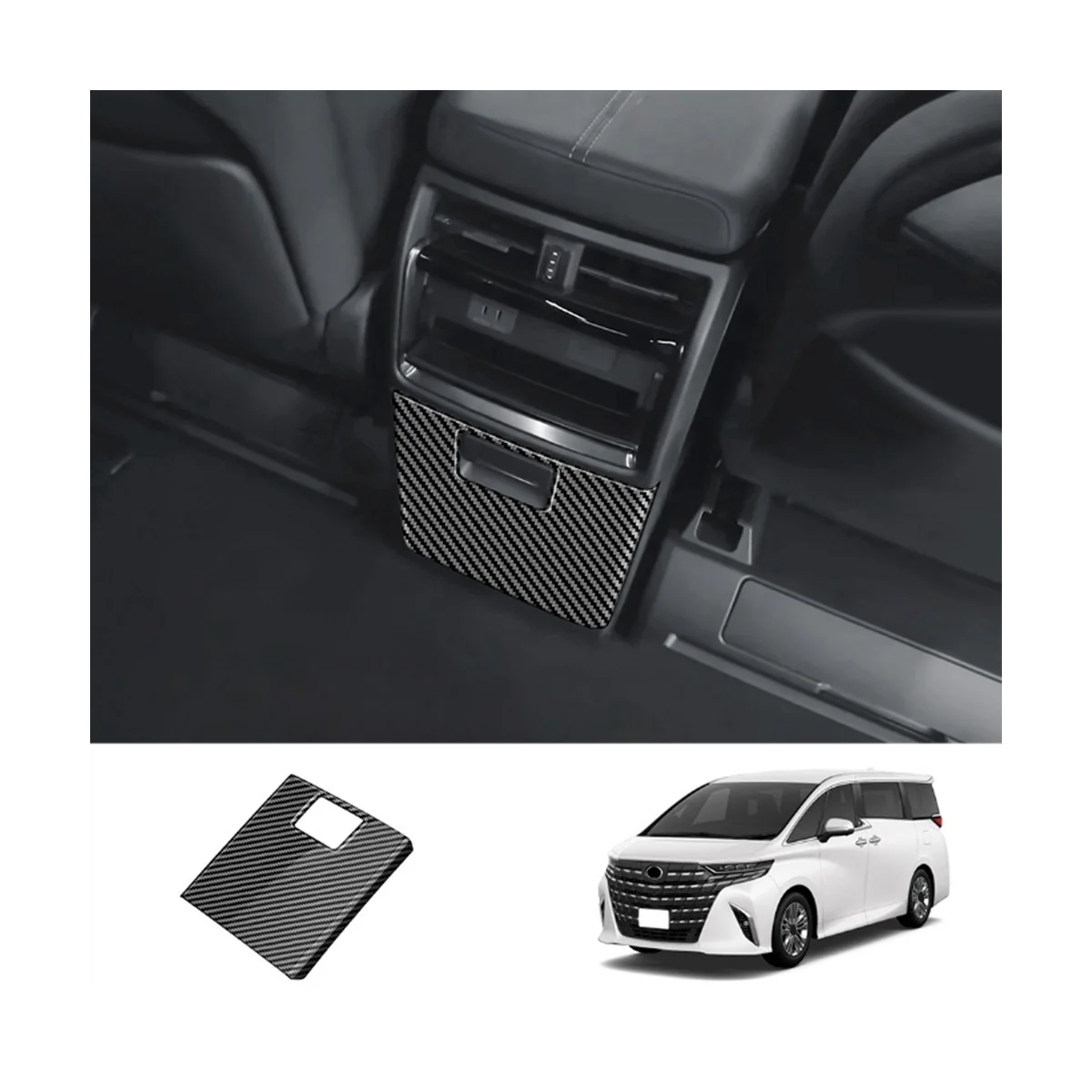 Рама на задното чекмедже за съхранение на въглеродни влакна за Toyota Alphard 40 серия 2023 . ' - ' . 5