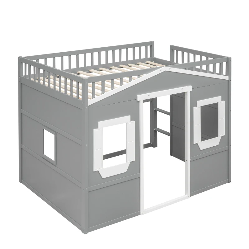 На таванско помещение легло в пълен размер стълбата-Сив + бял рамка за мебели за спалня на закрито . ' - ' . 2