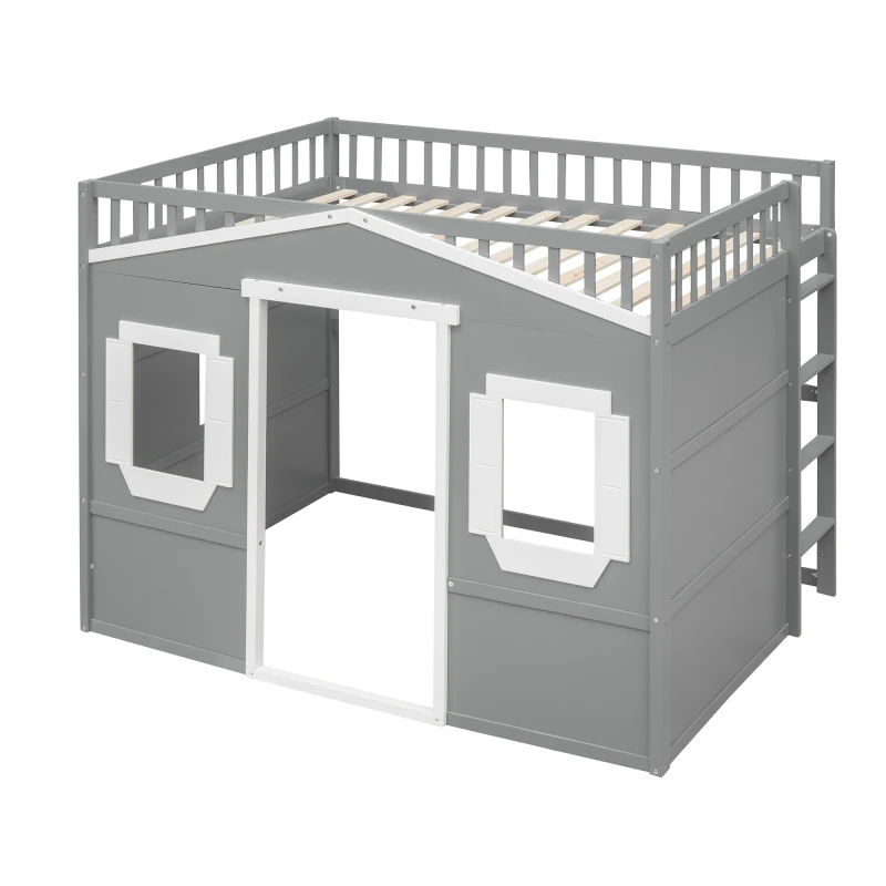 На таванско помещение легло в пълен размер стълбата-Сив + бял рамка за мебели за спалня на закрито . ' - ' . 5