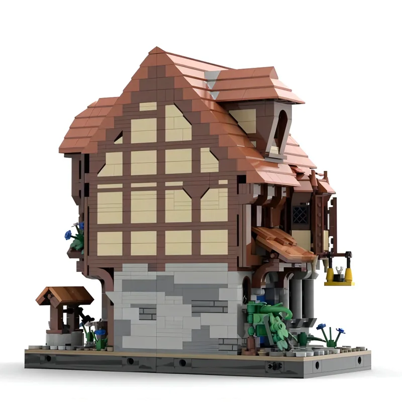 MOC Средновековна Къща Обущар Набор от градивни елементи на Градската Къща на Средна възраст Сцена Вила Дървена Барака Тухли, Подарък Играчка за момчета . ' - ' . 3