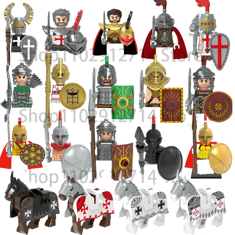 Исторически Средновековни Герои на Спарта, на римските войници-Кръстоносците, Строителни блокове, Военни Мини фигурки, Тухли, играчки за деца . ' - ' . 0