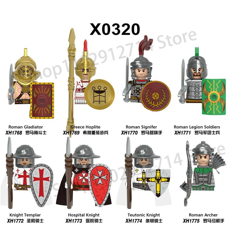 Исторически Средновековни Герои на Спарта, на римските войници-Кръстоносците, Строителни блокове, Военни Мини фигурки, Тухли, играчки за деца . ' - ' . 4