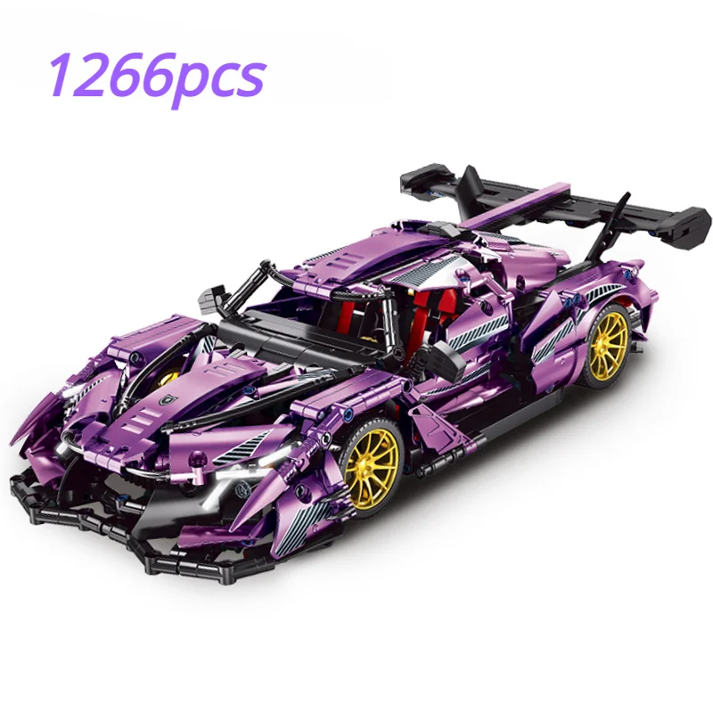 Нов Технически Спортен автомобил с покритие 1:14 лилав цвят, градивните елементи на Състезателен автомобил, Сглобяеми тухли, играчки за възрастни, подаръци на деца на . ' - ' . 0