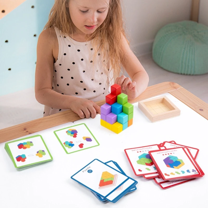 Комплект играчки за подбор на форми, блок за стайлинг, разпознаване на цветове за ранно обучение на бебетата, Колоритен играчка-кубче за развитието на МОЗЪКА . ' - ' . 2