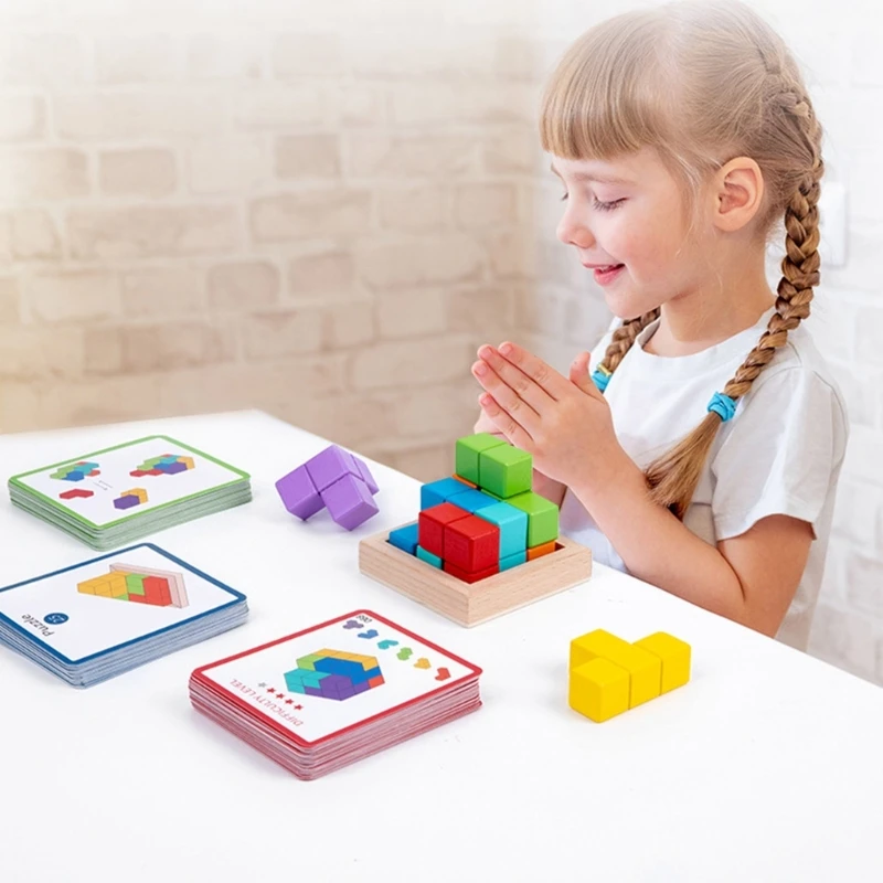 Комплект играчки за подбор на форми, блок за стайлинг, разпознаване на цветове за ранно обучение на бебетата, Колоритен играчка-кубче за развитието на МОЗЪКА . ' - ' . 3