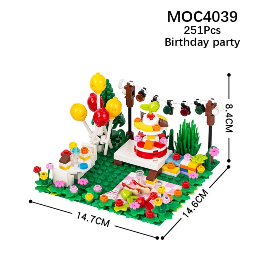 Конструктори за рожден Ден в град МУКСИ, Забавни детски играчки със собствените си ръце, подаръци за деца, Строителни тухли, Модел, Събрани детайли MOC4039 . ' - ' . 5