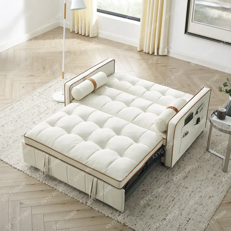 Разтегателен диван-легло, Диван, със странични джобове и регулируема облегалка и поясничными възглавници за апартамент, офис, хол . ' - ' . 2