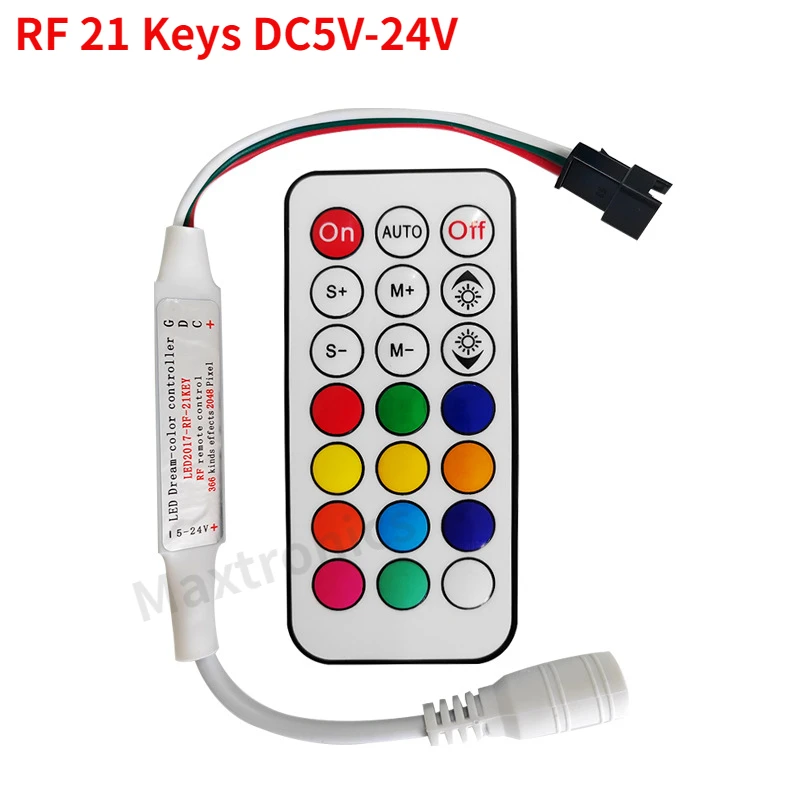 WS2812B WS2811 led Контролер DC5-24V RF 14key/21Key Дистанционно Управление Безжичен 350 + Ефект Мечти 3pin SM JST RGB IC Led лента . ' - ' . 5