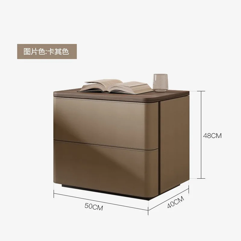 Мебели за спалня Италиански висококачествен минималистичен нощни шкаф модерен шкаф от кожата на седлото, шкаф за съхранение на зърно орех . ' - ' . 5