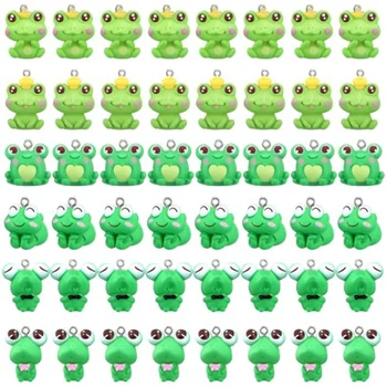 48 БР. Висулки-жаби за производство на бижута на едро, Красиви Висулки във формата на животни, Зелени окачване-ключодържатели във формата на жаби, Малки висулки за бижута