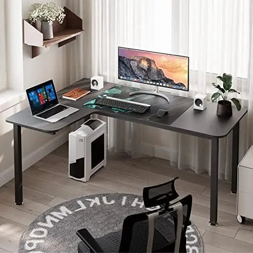 Игра на маса във форма, 61-инчов кът бюро за Компютър, Модерни офис бюро, Дом на игралната маса подложка за мишка и кабели . ' - ' . 1