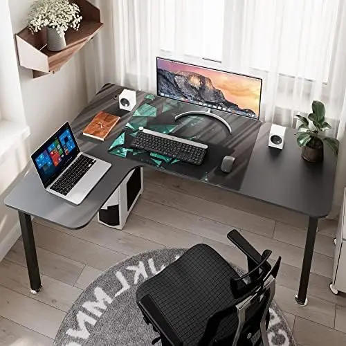 Игра на маса във форма, 61-инчов кът бюро за Компютър, Модерни офис бюро, Дом на игралната маса подложка за мишка и кабели . ' - ' . 3