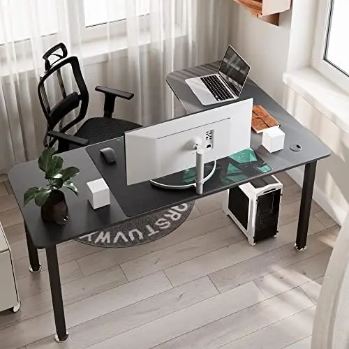 Игра на маса във форма, 61-инчов кът бюро за Компютър, Модерни офис бюро, Дом на игралната маса подложка за мишка и кабели . ' - ' . 4