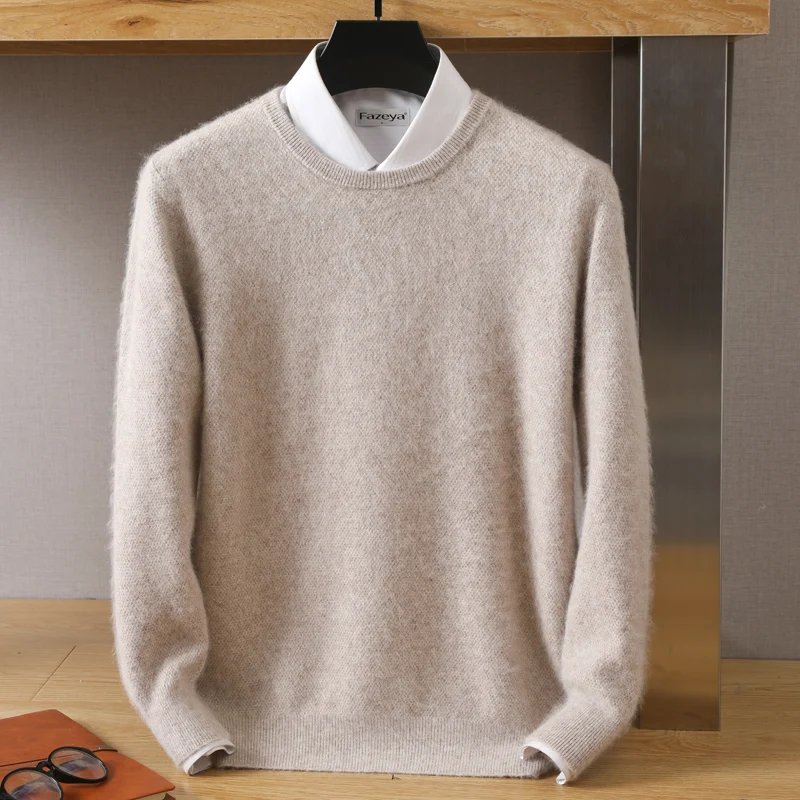 2023 Есенно-Зимния Нов Вълнен пуловер от 100% Норка, Мъжки Вязаный пуловер с кръгло деколте, Елегантен Свободен ден за ден Най-Скок с дълъг ръкав . ' - ' . 1
