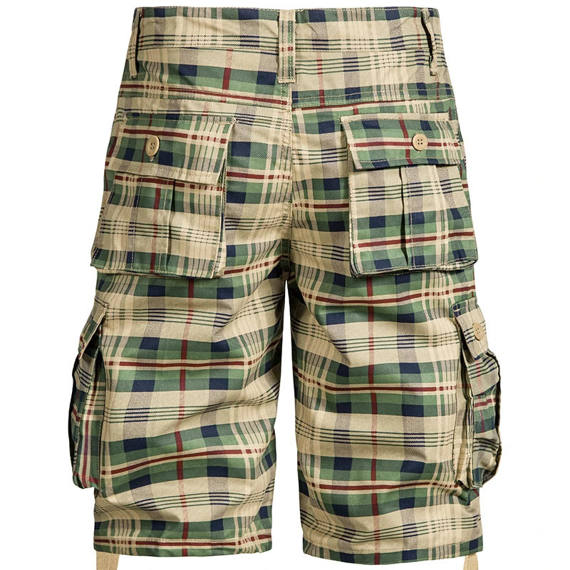 Мъжки Панталони среден размер, Летни Памучни Удобни Плажни панталони за спорт на открито, Трендови Каре шорти, Преки Свободни Панталони-карго Голям размер . ' - ' . 2