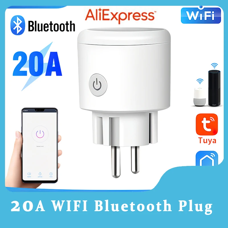 Hogar Inteligente EU Алекса 20a Wifi Bluetooth Smart Life с монитор хранене, умна розетка за спиране на огъня, гласов контрол на Ес, 2 начина за управление . ' - ' . 0