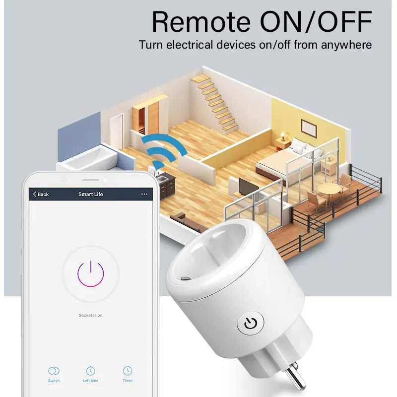 Hogar Inteligente EU Алекса 20a Wifi Bluetooth Smart Life с монитор хранене, умна розетка за спиране на огъня, гласов контрол на Ес, 2 начина за управление . ' - ' . 2