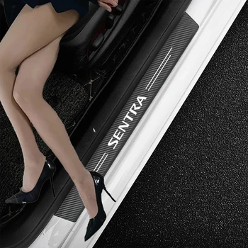 4ШТ Етикети На прага на вратата на колата е от въглеродни влакна за Nissan Sentra Срещу Надраскване на Автомобилни Аксесоари