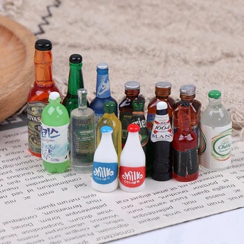 5 бр. Миниатюрни бутилки за напитки в кукла къща в мащаб 1: 12, модели на куклено кухненски принадлежности