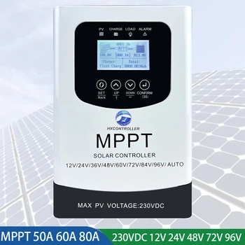 50A 60A 80A MPPT 230 vdc Контролер за Зареждане на Слънчева Батерия LCD Дисплей Слънчев Регулатор 12 24 48 60 72 от 96 В Подкрепа на Оловно-киселинната литиева Батерия