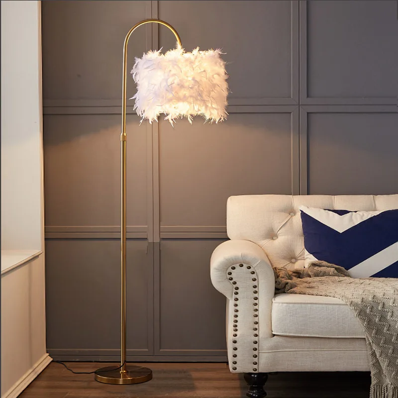 Led лампи с бяло перо, скандинавски хол, кабинет, разтегателен, странична лампа, малка странична лампа за спални, домашен декор . ' - ' . 1