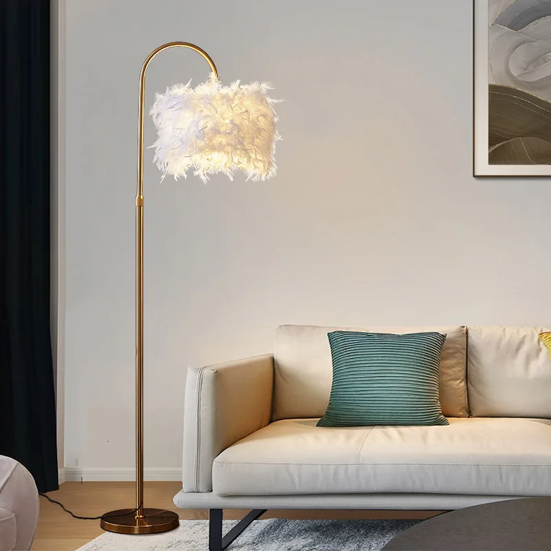Led лампи с бяло перо, скандинавски хол, кабинет, разтегателен, странична лампа, малка странична лампа за спални, домашен декор . ' - ' . 3