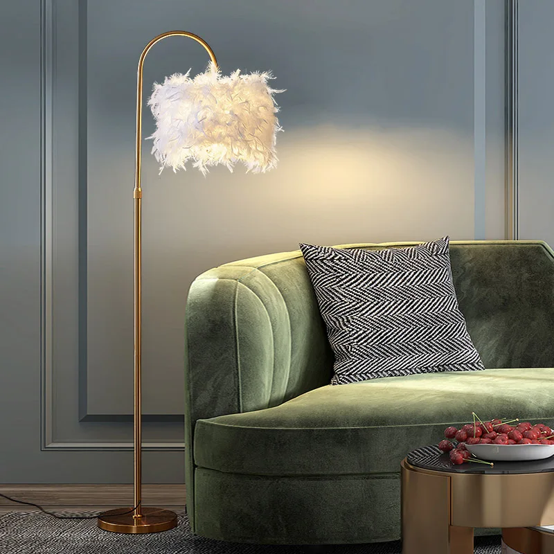 Led лампи с бяло перо, скандинавски хол, кабинет, разтегателен, странична лампа, малка странична лампа за спални, домашен декор . ' - ' . 5