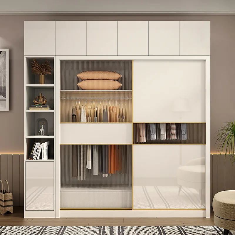 Бял модерен дизайн Morden Мебели за спалня Шкаф с плъзгаща се дървена врата Гардероби за спални Шкаф с голям обем за съхранение . ' - ' . 1