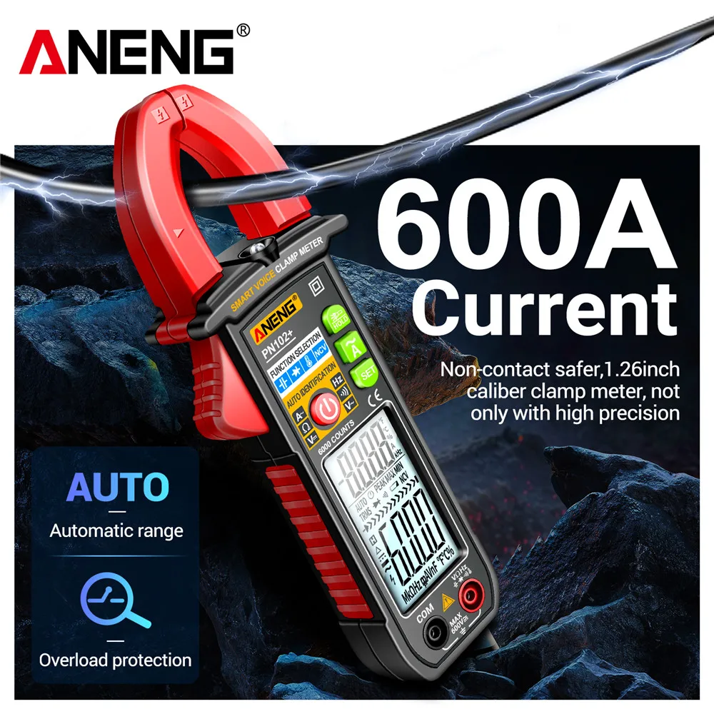ANENG PN102 + Мултицет 600A Сильноточный Измерител на енергия Тест Трансформаторный скоба За домашно гласов контрол с автоматичен дисплей на обхвата на инструмент за Измерване . ' - ' . 1
