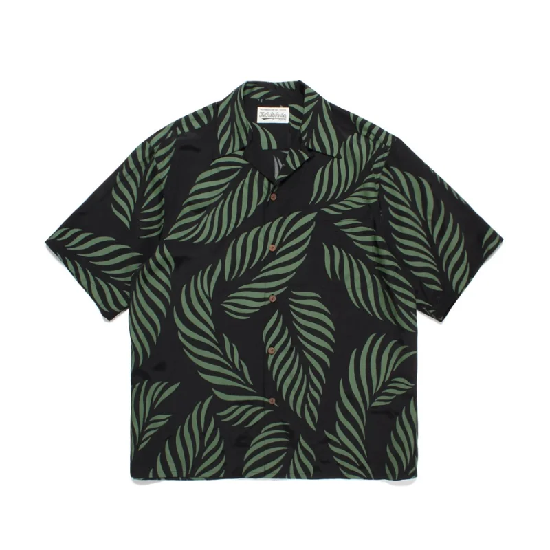 2023ss Хавайска риза WACKO MARIA Leaves с принтом бели листа, мъжки и дамски риза за почивка на плажа . ' - ' . 1
