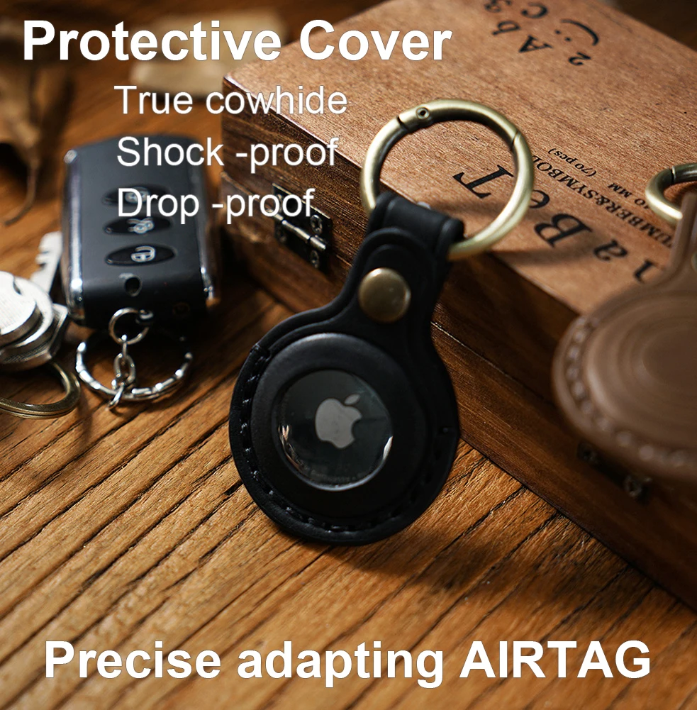 Калъф за Apple Airtag Ключодържател от естествена кожа Ръчно изработени със защитно въздушна етикет за проследяване на местоположението на устройството позициониране Кожен калъф . ' - ' . 1
