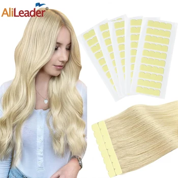 60 Раздели 4 × 0,8 см, водоустойчива лента за коса разширения, двустранни сменяеми ленти сверхудерживаемой форми за удължаване на косата на перука кружевном