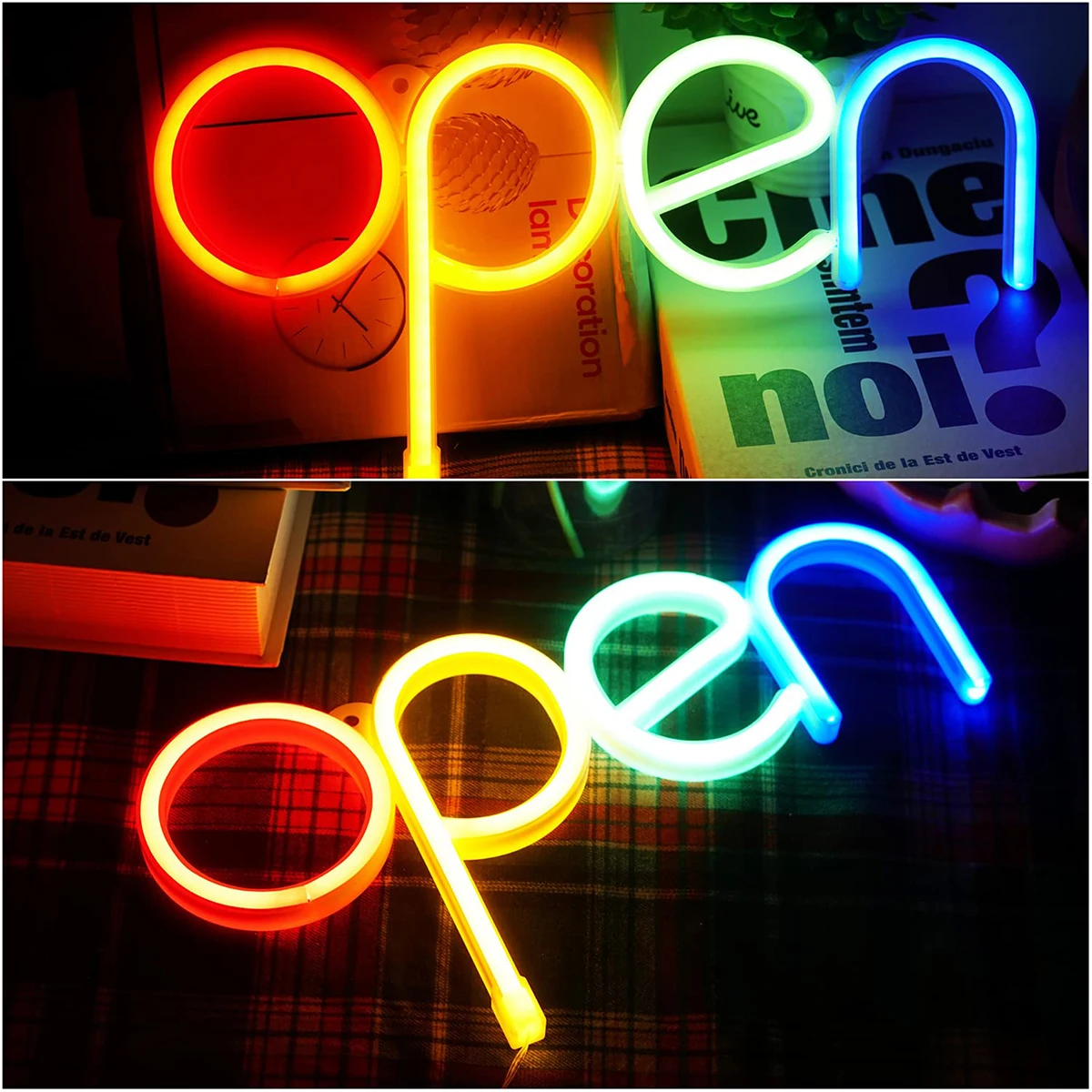 Led Неонови Надписи Night Light Отворена Неонова реклама Лампа С Батерии/USB Цветни Осветени Буквата Светлини Window Bar Интериор Хотелска стая . ' - ' . 4