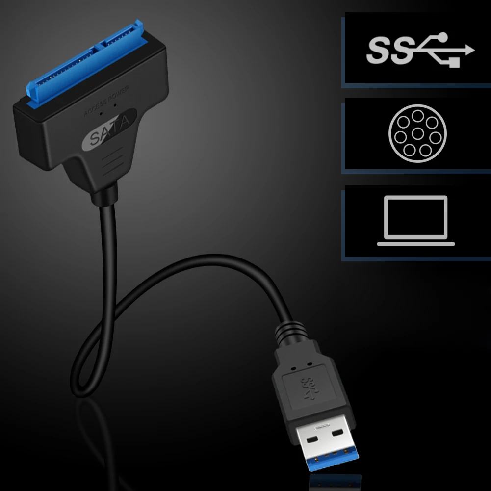 USB 3.0 към SATA7 + 15pin Кабел за твърд диск, конвертор 2,5-Инчов SSD Твърд диск . ' - ' . 3
