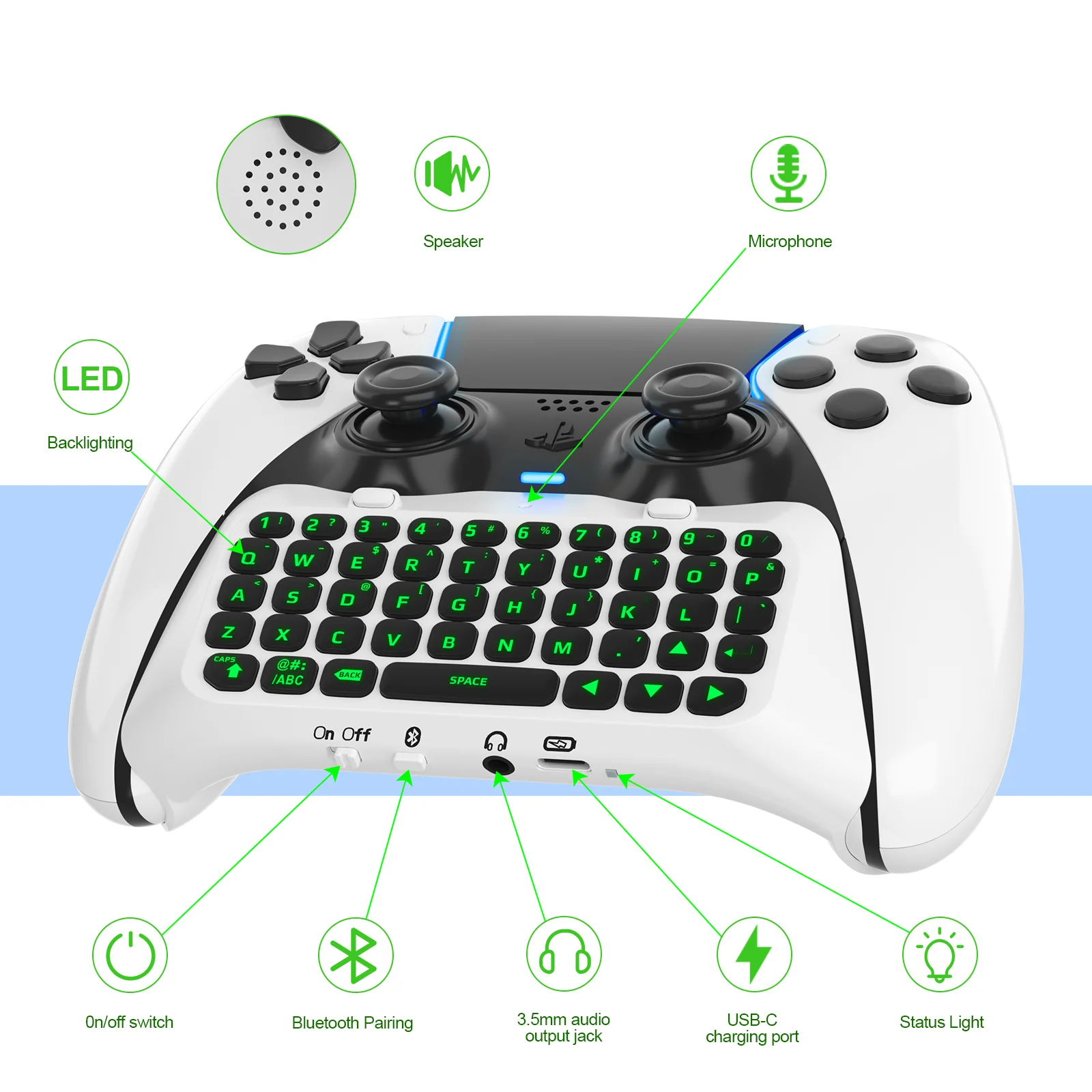 Безжична външна клавиатура Bluetooth контролера PS5 с вграден високоговорител, вход за гласов чат, видео игри, аксесоари за геймпада PS5 . ' - ' . 2