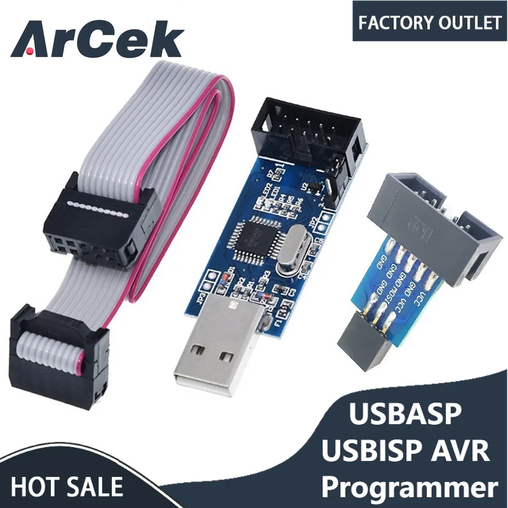 Програмист USBASP USBISP AVR от 10Pin до 6-за контакт на съвместим USB кабел за данни, ISP, USB ASP ATMEGA8 ATMEGA128 ATtiny може да поддържа PWM Win7 64K 64 64Bit . ' - ' . 0