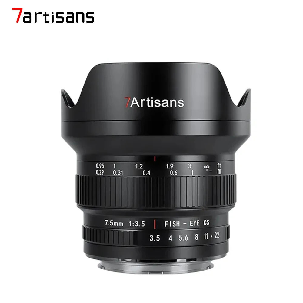 7Artisans 7,5 мм F3.5 Широкоъгълен Обектив с ръчно фокусиране APS-C DSLR Огледално-рефлексен фотоапарат Canon EOS Rebel T7 77D Nikon F D7500 D7100 D90 . ' - ' . 0